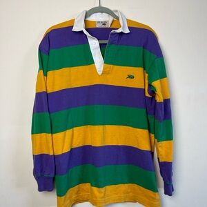 Classic Striped Rugby Shirt - Purple, Green, Gold